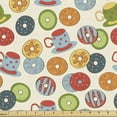 thumbnail image 1 of Ambesonne Food Fabric by the Yard Upholstery, Donuts and Cups of Hot Drink, 3 Yards, Eggshell and Multicolor, 1 of 5