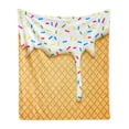 thumbnail image 1 of Food Soft Flannel Fleece Throw Blanket, Cartoon Like Image of and Melting Ice Cream Cones Colored Sprinkles Print, Cozy Plush for Indoor and Outdoor Use, 70" x 90", Multicolor, by Ambesonne, 1 of 6