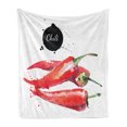 thumbnail image 1 of Food Soft Flannel Fleece Throw Blanket, Hand Drawn Watercolor Illustration of Chili Pepper Spicy Ingredient, Cozy Plush for Indoor and Outdoor Use, 70" x 90", Fern Green Vermilion, by Ambesonne, 1 of 5