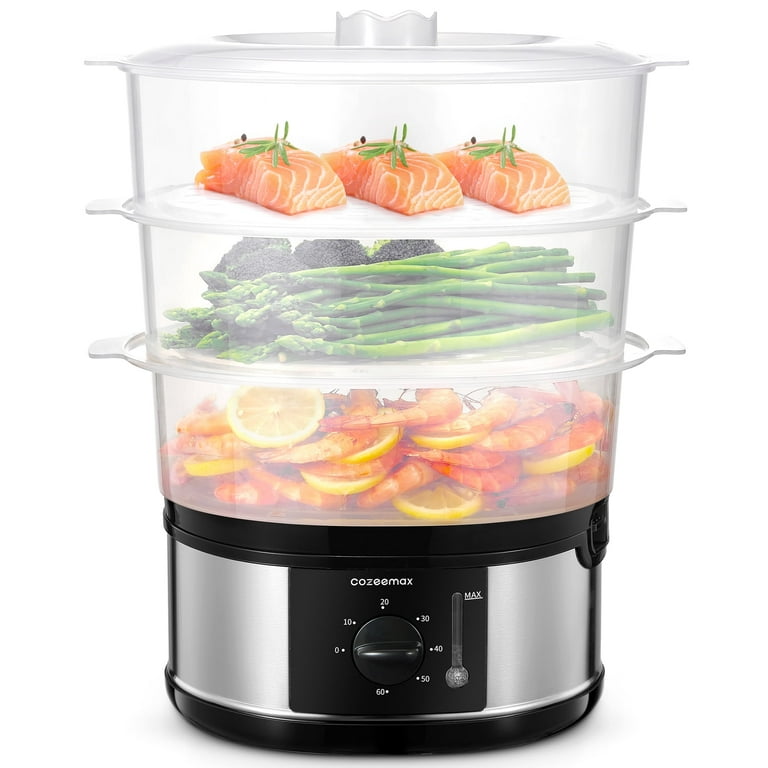 3-Tier 12 Qt. Stainless Steel Countertop Food Steamer and Rice Cooker 3-Tier 12 Qt. Stainless Steel Countertop Food Steamer and Rice Cooker
