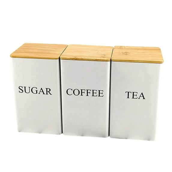 Food Storage 3 Coffee Tea Container Set Metal Kitchen Jar Set With Airtight Lids Ideal Food Storage Solution For Kitchen Countertops Farmhouse Style Home Organization