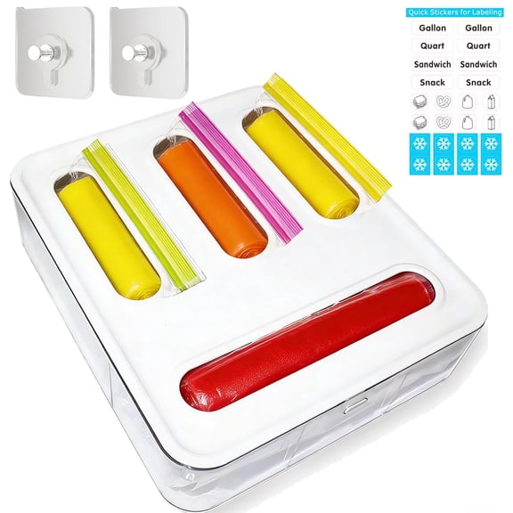 VANNYVANYA Ziploc Bag Organizer for Kitchen Drawer, Sandwich Baggie Holder Storage, Food Bags Dispenser