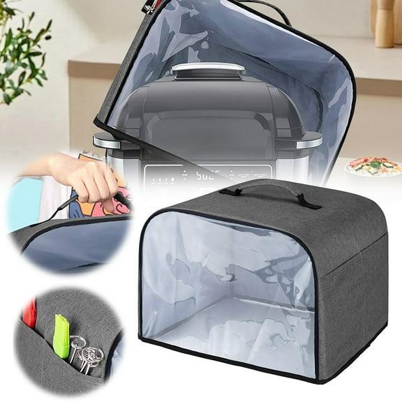 Food Storage Bags,Air Fryer Cover Dust Grill Front Air Fryer Protective Cover With Side Storage Pockets Fryer Accessories Gray