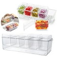 thumbnail image 1 of Food Storage Bags Chilled Condiment Box 5 Containers Condiment Server With Individual Lid Tray With Bar Accessories Removable Dishes Platter Fruit Salad For Decorations,Clear Kitchen Food Storage, 1 of 9