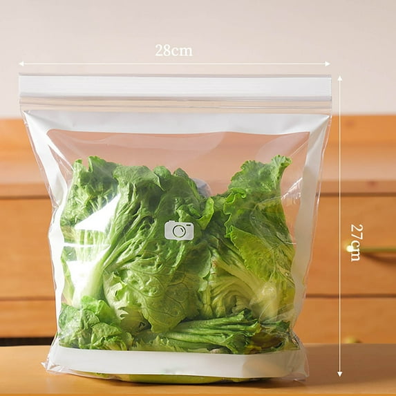 Food Storage Bags Plastic Reusable Sealable Freezer Bags 15 In Each Box For Kitchen Fresh Keeping Produce Vegetables Fruits Refrigerator Storage Durable Leak Proof Design Food Storage 28X27cm