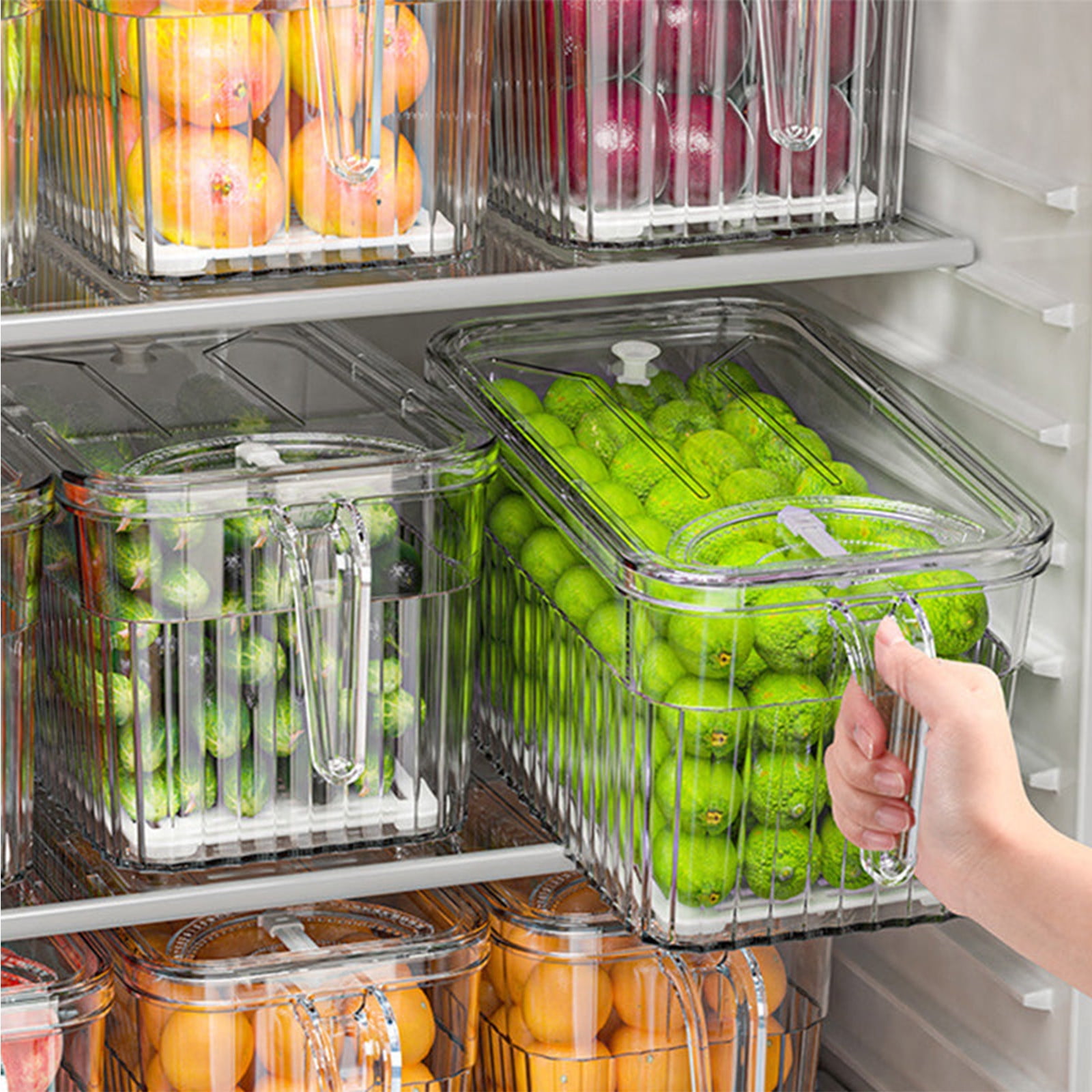 7 Pieces Fridge Organizer Bins With Lids - Buy Fridge Organizer Bins...