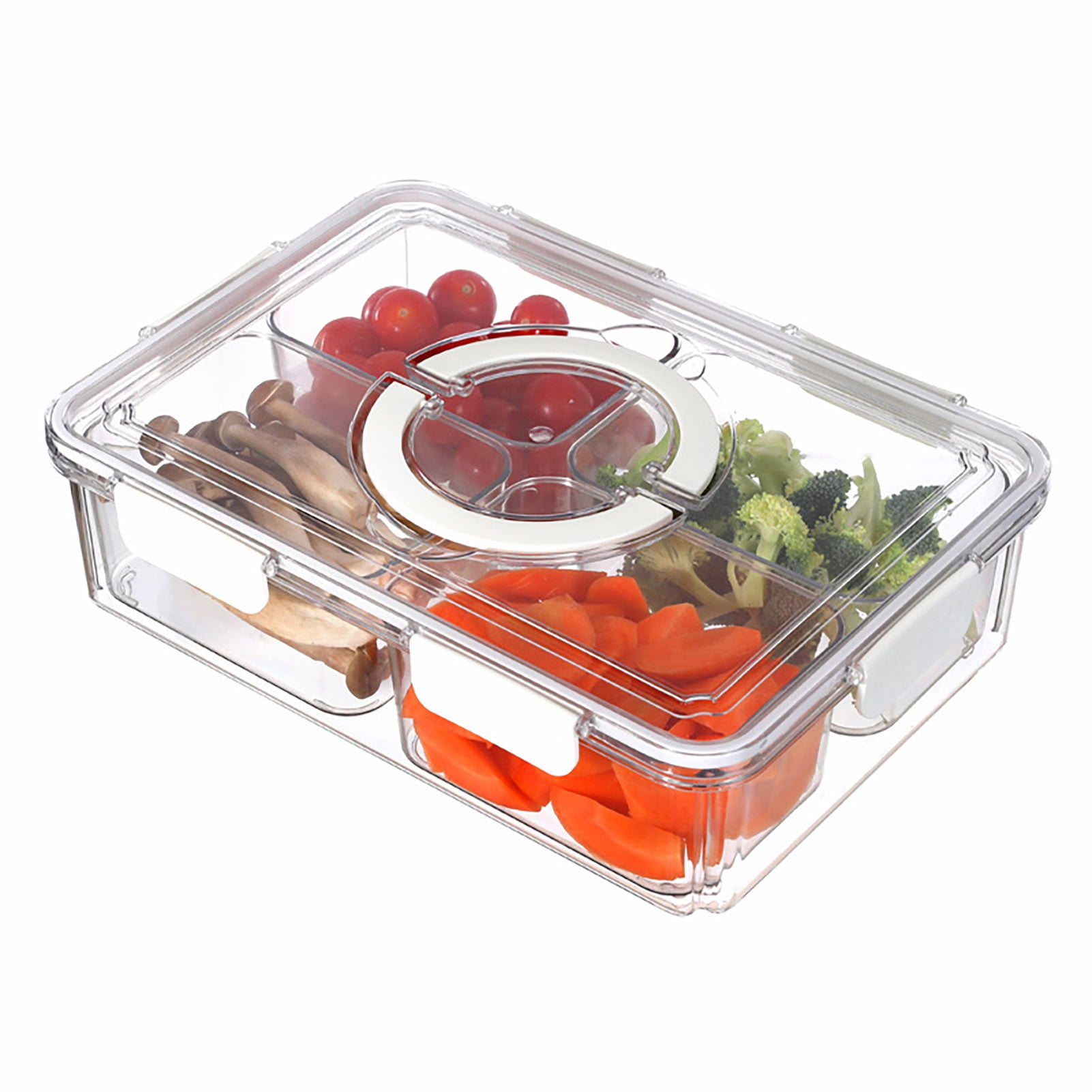 Food Storage Box Food Grade Transparent Refrigerator Storage Box with Lid  Portable Snack Box Divided Serving Tray