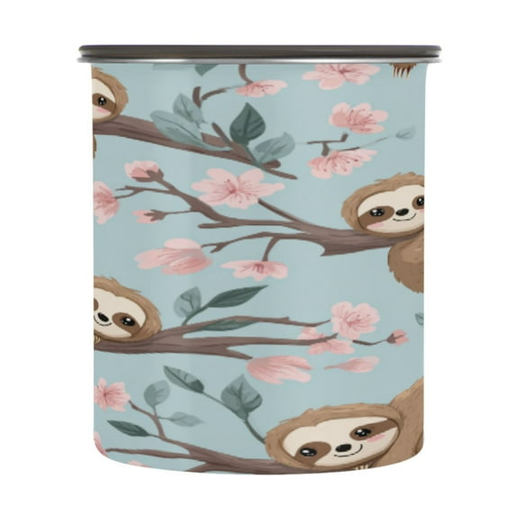 Food Storage Can - Keep Coffee Tea Flour & More Fresh - Ideal for Cereal Nuts & Pet Food Cute Cartoon Sloth900ml