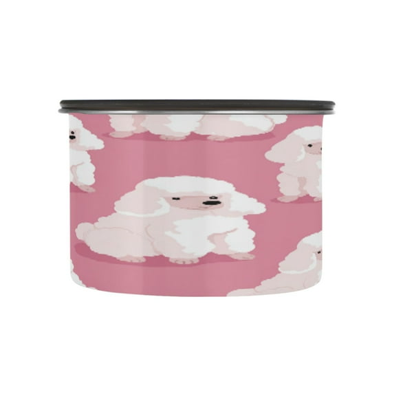 Food Storage Can - Keep Coffee Tea Flour & More Fresh - Ideal for Cereal Nuts & Pet Food Cute White Dogs500ml