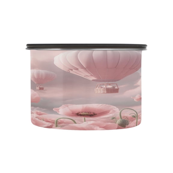 Food Storage Can with Vacuum Seal Preservation Box Kitchen Storage Tank for Coffee, Tea, Dry Goods & More Clouds and Hot Air Balloons 500ml