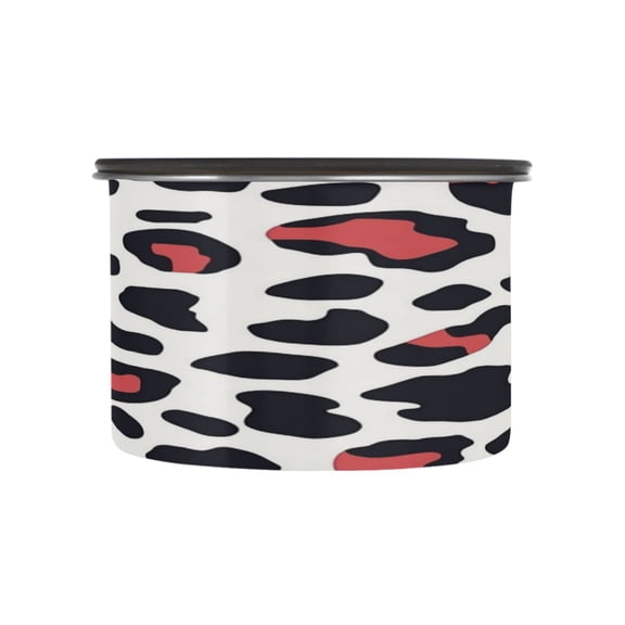 Food Storage Can with Vacuum Seal Preservation Box Kitchen Storage Tank for Coffee, Tea, Dry Goods & More Dark Red Leopard Print 500ml