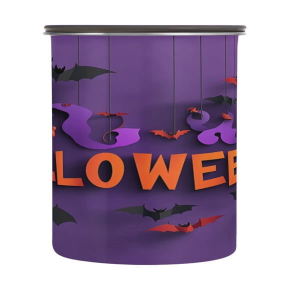Food Storage Can with Vacuum Seal Preservation Box Kitchen Storage Tank for Coffee, Tea, Dry Goods & More Halloween Elements Like Pumpkins 900ml