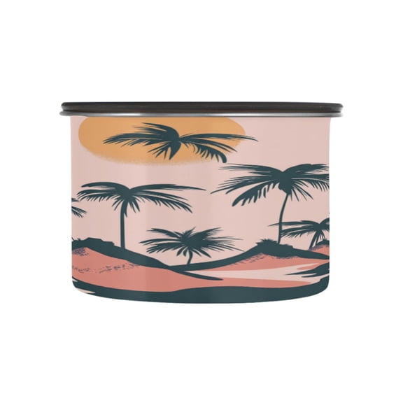 Food Storage Can with Vacuum Seal Preservation Box Kitchen Storage Tank for Coffee, Tea, Dry Goods & More Tropical Islands 500ml