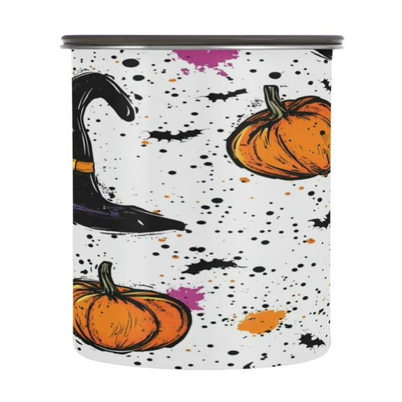 Food Storage Can with Vacuum Seal Preservation Box Kitchen Storage Tank for Coffee, Tea, Dry Goods & More Vibrant Colors Splattered Halloween 900ml
