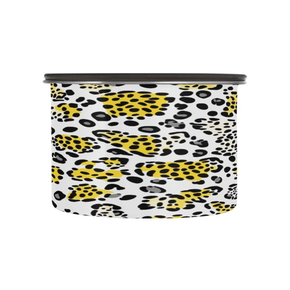 Food Storage Can with Vacuum Seal Preservation Box Kitchen Storage Tank for Coffee, Tea, Dry Goods & More White Leopard Print Pattern 500ml