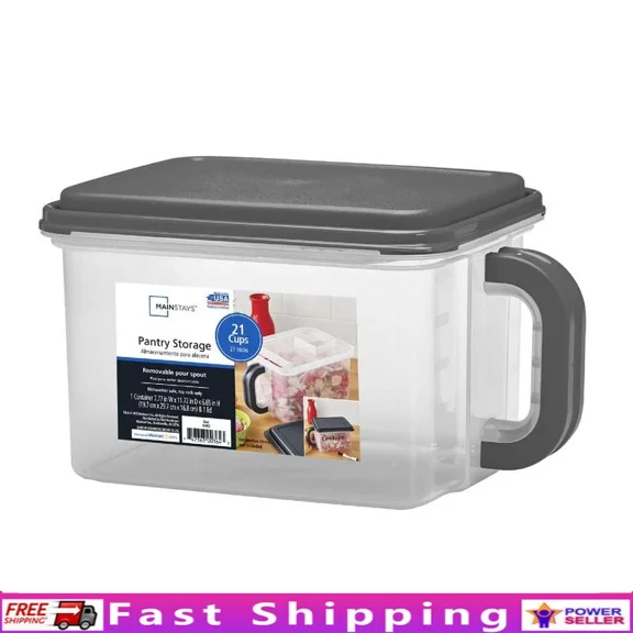 Food Storage Canister W/ Handle & Pour Spout Bpa Free Stackable Medium