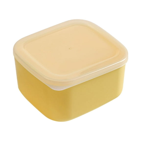 Food Storage Cheese Slice Organizer for Kitchen Stackable Airtight Transparent Cover Container Space Saving Food Storage Solution, 4.72×4.33×3.54 inch, Yellow