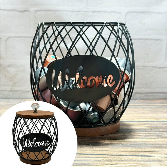 Food Storage Coffee Pod Holder Coffee Organizer with Wooden Lid Container for Home Kitchen Countertop and Hotel Use