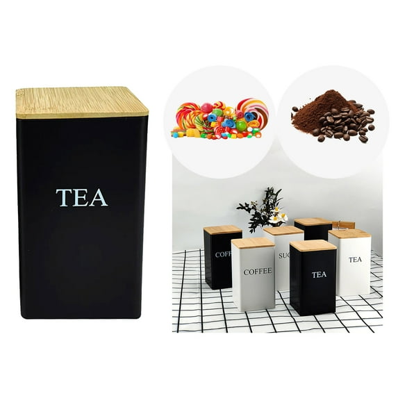 Food Storage Coffee Tea Container Metal Kitchen Canister Airtight Lid Jars for Kitchen Counter Farmhouse Home Organization