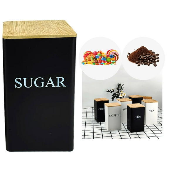 Food Storage Coffee Tea Container Metal Kitchen Canister Airtight Lid Jars for Kitchen Counter Farmhouse Home Organization