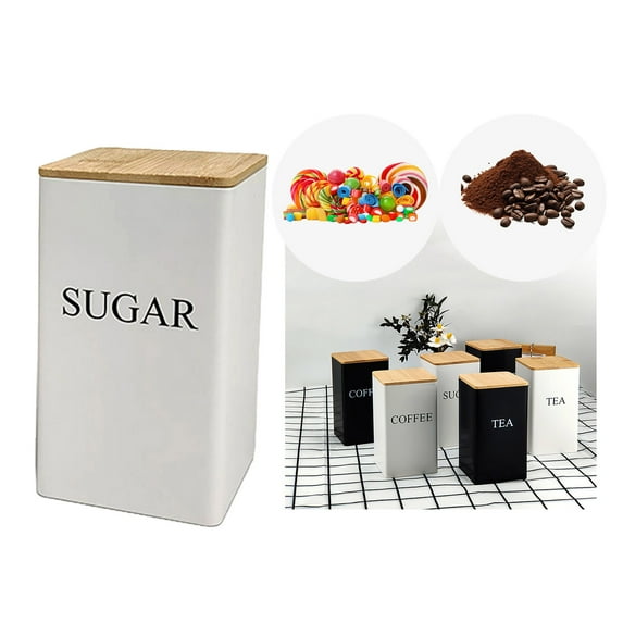 Food Storage Coffee Tea Container Metal Kitchen Canister Airtight Lids Kitchen Counter Jars for Farmhouse Home Organization