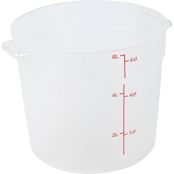Food Storage Container, 1 Translucent Storage Container - Lids Sold Separately, Red Volume Markers, Dishwashable Container, Side Handles, For Storing Foods
