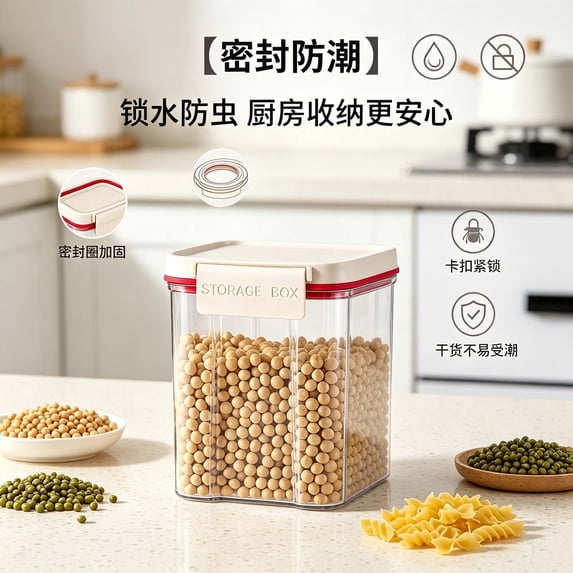 Food Storage Container 4.5x4.1x9.7 Inch Airtight Sealed Jar Plastic Dry ...
