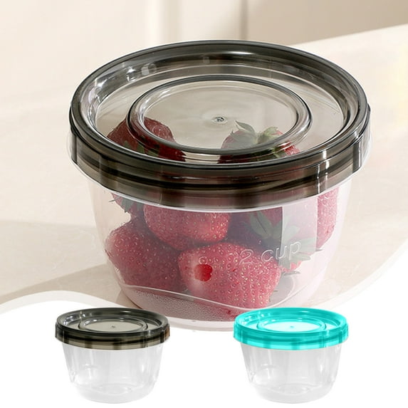 Food Storage Container 473ml Round Plastic with Lid | Leakproof Airtight Soup Box | Stackable Space-Saving Fridge Organizer | Microwave Safe | Reusable Meal Prep | 1 Pack | Black Blue