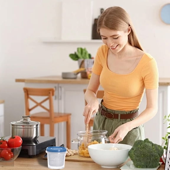 Food Storage Container under $5! CQCYD Vegetable Fruit Fresh Keeper Box with Drain Basket for Refrigerator, Airtight Lid Organizer for Onion Ginger Garlic Kitchen