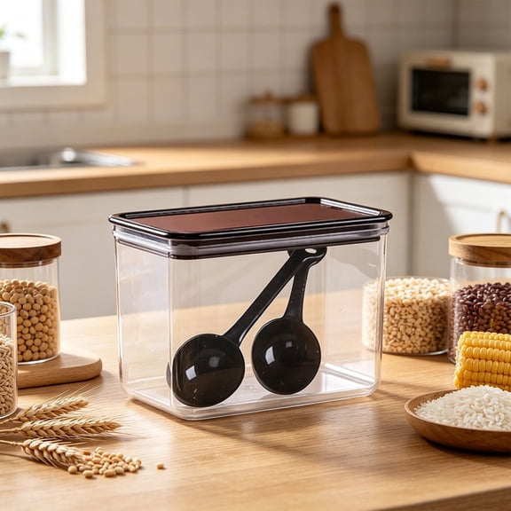 Food Storage Container, Airtight Plastic Pantry Organizer Box for Cereal Snack Dry Food, Leakproof Sealed Design, Stackable Reusable Kitchen Container