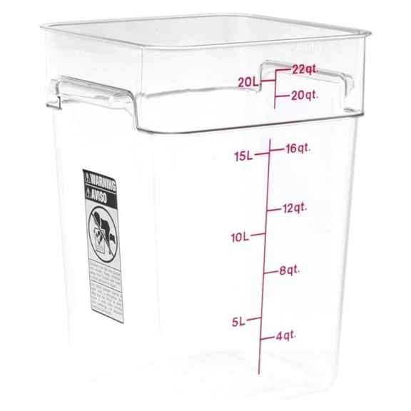 Food Storage Container - Classic Series Square - 22 QT (Quart) - Grade for Food Prep (Clear)