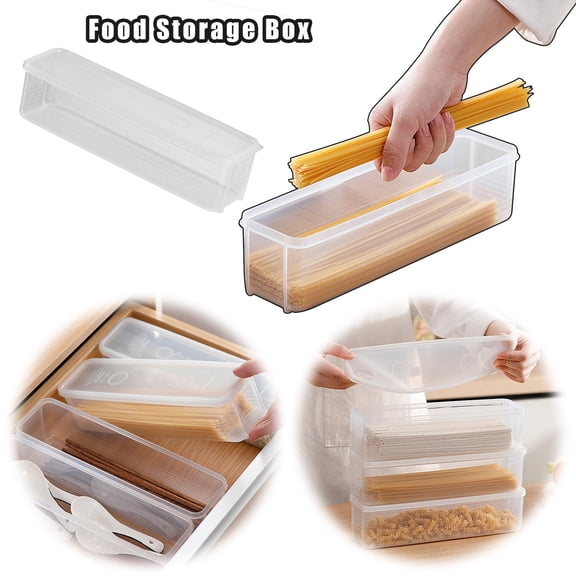 Food Storage Container with Transparent Lid for Fresh Keeping - Rectangular Clear Container for Pasta Fridge Cabinet Durable Construction Kitchen Organization