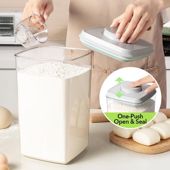 Food Storage Container with Pop Lid & 130ml Scoop, 4L/4.2qt *4, Cereal, Rice, Flour, Pasta & Snack Container, Stackable & Durable,Kitchen Pantry Organizer