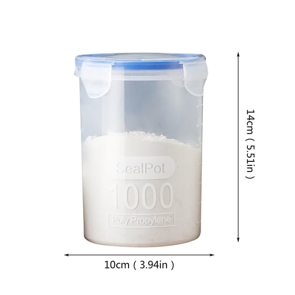 Food Storage Container,Round Clear Food Container with Lid,Kitchen Storage Box,Plastic Clear Dry Food Storage Bin,Large Airtight Food Storage Jars for Sugar,Flour,Cereal,Rice,BPA-Free(1000ML)