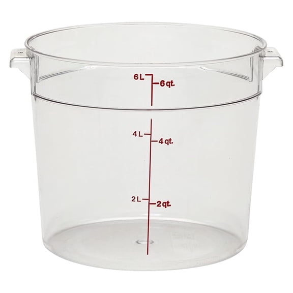 Food Storage Container - Round Series - 6 QT (Quart) - Grade for Food Prep (Clear)