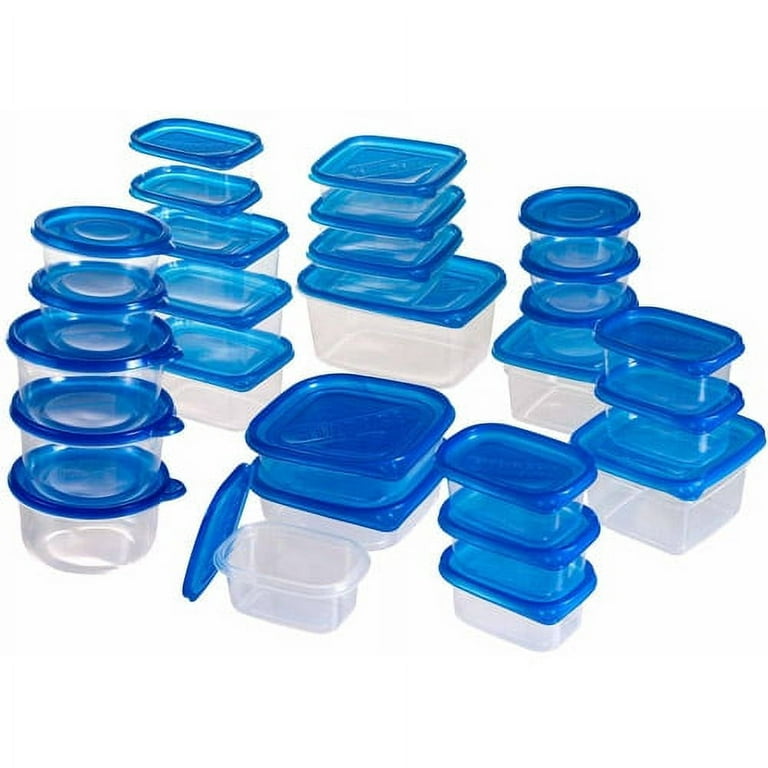 XZA70111 Big Bowl Food Storage Containers w/ Lids 48 oz Clear/Blue Plastic  3/Box XZA70111 012587701119 