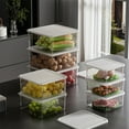 thumbnail image 1 of Food Storage Container - Stackable Refrigerator Organizer Box with Lid Transparent Plastic for Kitchen Pantry, 18.2 x 18.2 x 9 in, (White), JASKFLY, 1 of 9