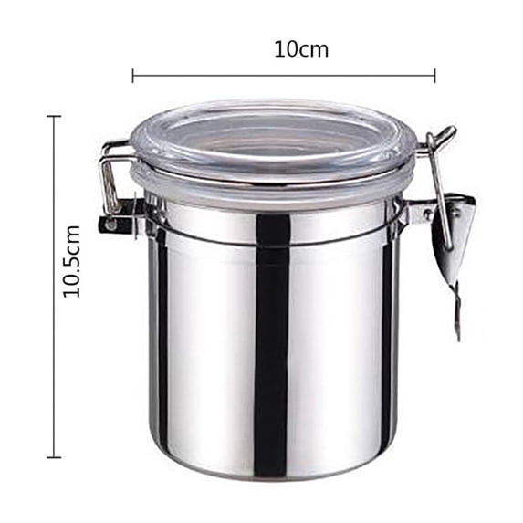 Food Storage Container - Stainless Steel Sealed Preservation Jar for Coffee Beans Tea Milk Powder with Buckle Lid for Kitchen, 3.9 x 4.1 in, JASKFLY