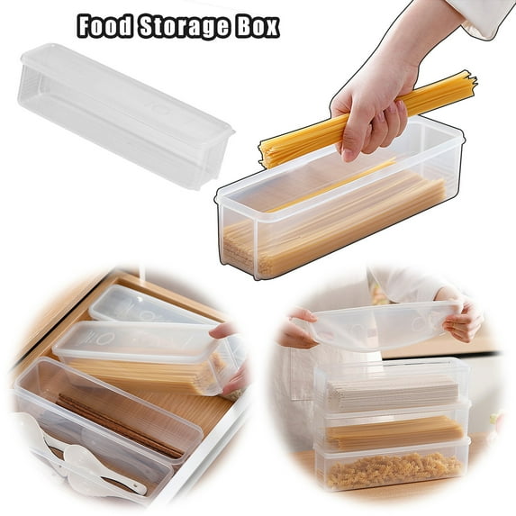 Food Storage Container with Lid Transparent Rectangular Fresh Keeping Container for Pasta and More in Refrigerator Cabinet