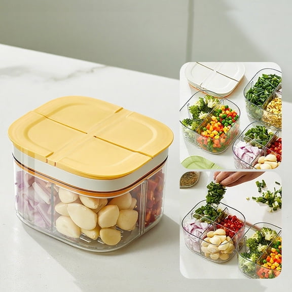 Food Storage Container with Draining Insert Airtight 4-Compartment Fresh Keeping Box for Fruits and Vegetables