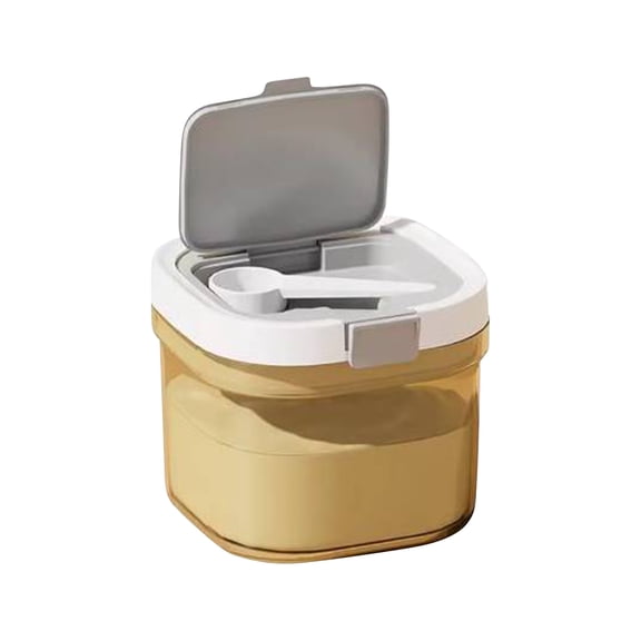 Food Storage Container with Scoop Milk Powder Container Airtight Kitchen Food Storage Jar for Grounds Coffee Tea Sugar Flour Cereal (Brown 800ml)