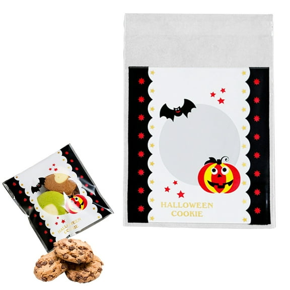 Food Storage Containers,100Pcs Halloween Cookie Bag Pumpkin Snowflake Crisp Bag Baked Adhesive Sealing Bag