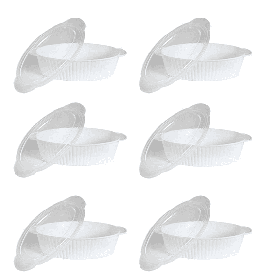 Food Storage Containers 53 oz Plastic Meal Prep With Lids Stackable Microwave Freezer Dishwasher Safe Oval Lunch 6 Pack