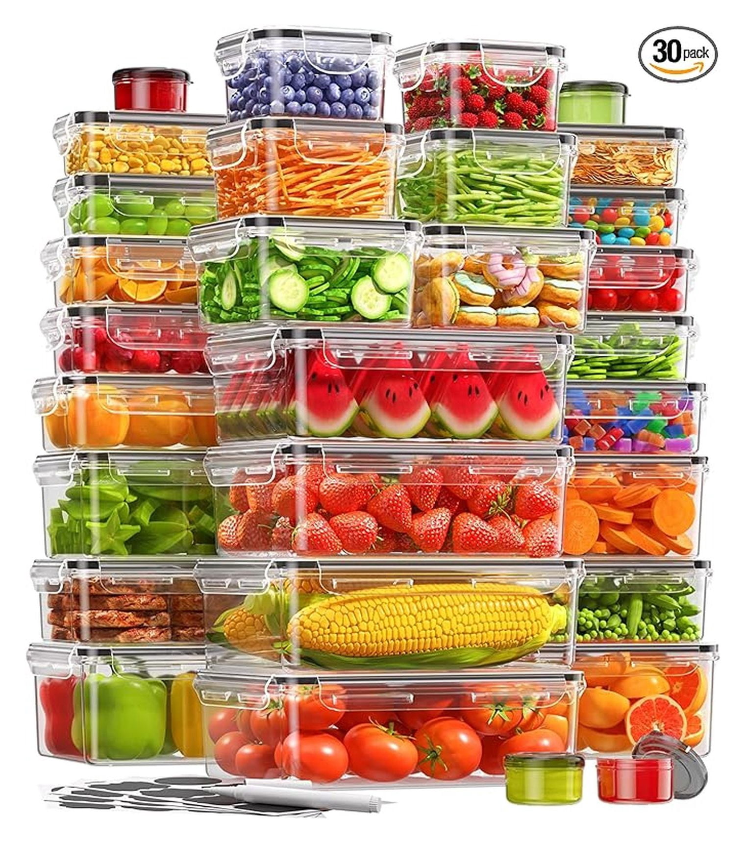 Food Storage Containers 60 PCS, BPA-Free Leakproof Containers with Lids ...
