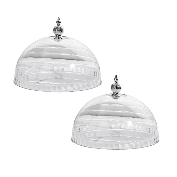 Food Storage Containers,7.7 Inch Clear Cake Dome Cover with Base Fit, BPA Free Plastic Cake Display Lid, Heat Resistant Pastry & Dessert Cloche, Dustproof Food Protector for Kitchen Counter & 2PCS