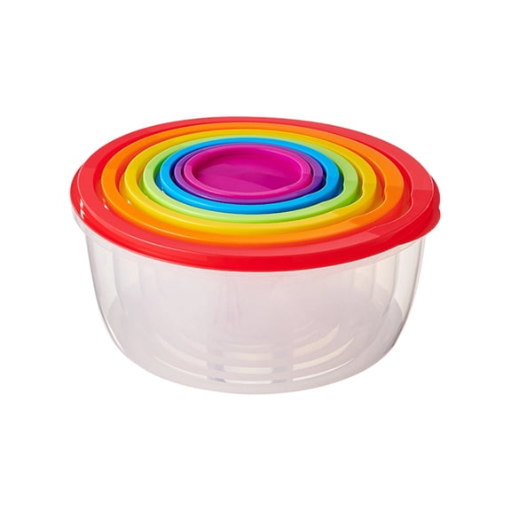 Food Storage Containers, Airtight 7 Piece Set with Rainbow Lids, Round Rectangular Square Multi-Shape Storage Boxes for Home Kitchen and Meal Prep Needs, Round