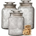 thumbnail image 1 of Food Storage Containers with Airtight Lids - Retro Design - Pantry Organization, Glass Canisters Storage for Cookies, Tea, Sugar, Candy Jars, Sugar Packet, Set of 3, 1 of 4