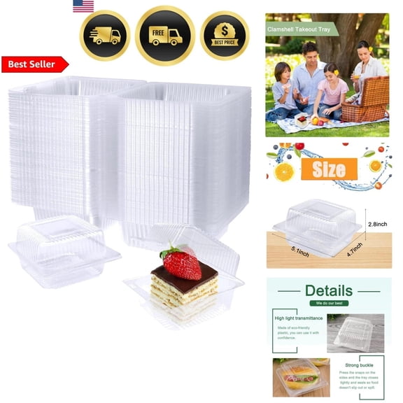 Food Storage Containers Clear Hinged Plastic Food To Go Clamshells 100pcs