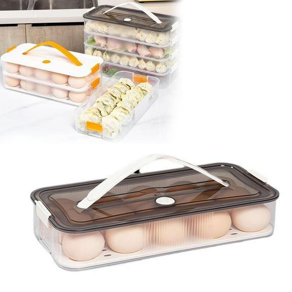 Food Storage Containers,Deviled Egg Containers With Lid Plastic Deviled Egg Tray With Handle For Eggs And Dumplins Storage Egg Platter For Devil Egg Fridge Stackable Portable Egg Holder