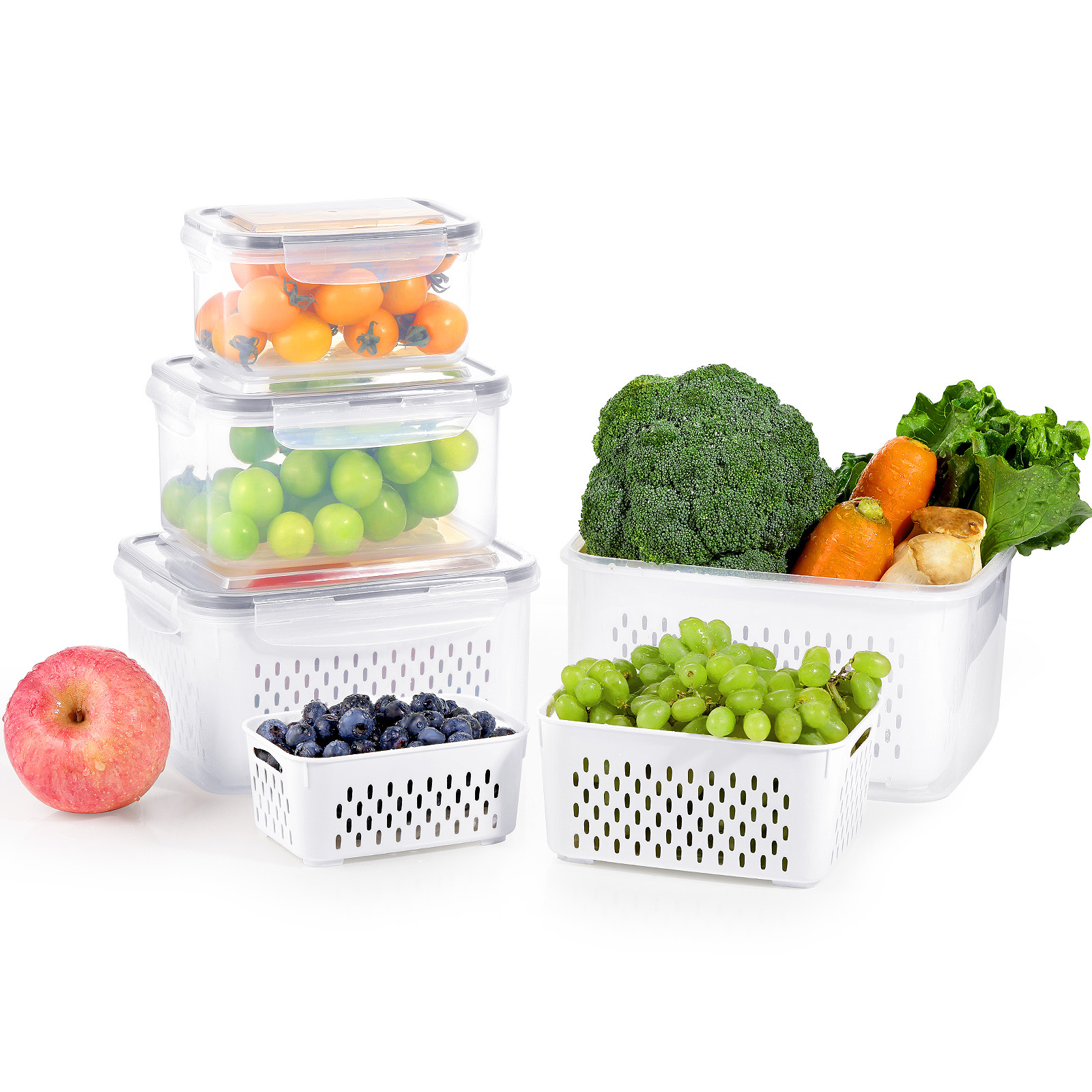 Food Storage Containers, Funtopia 8 Pieces Plastic Fruit Container for